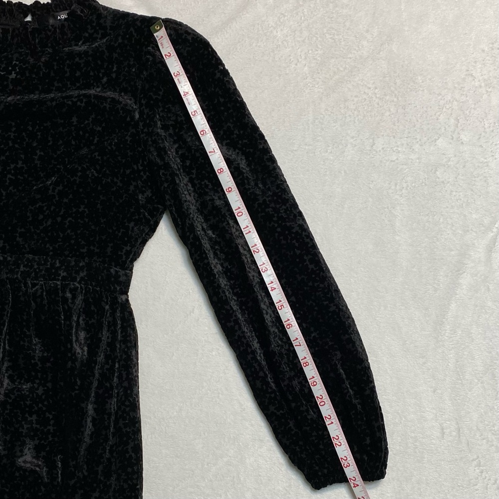 NWOT Aqua Flocked Floral Tiered Dress w/ ruffled neckline 
Size S - Picture 11 of 16